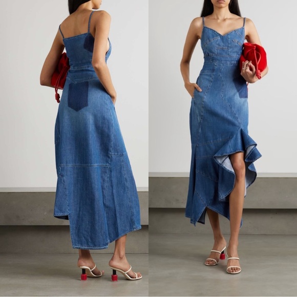 RUNWAY Spring ‘22 LOEWE DENIM RUFFLE DRESS - Picture 1 of 12